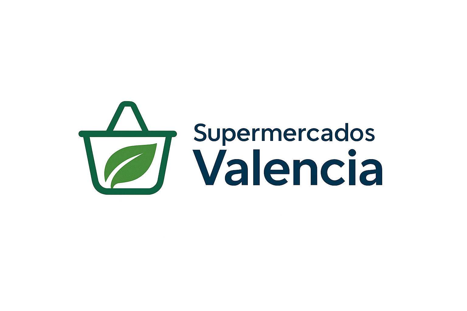 Supermercados Valencia logo with leaf and basket graphic.