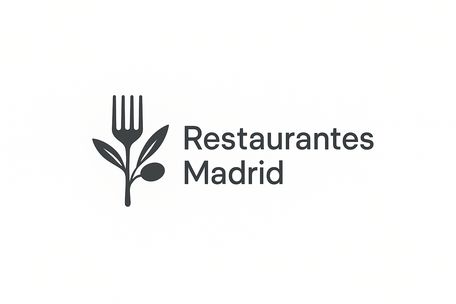 Restaurants Madrid logo with fork and leaves.