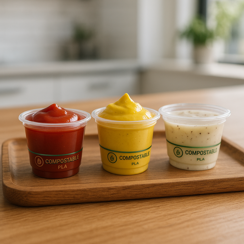 Vaso PLA Salsa - Vaso pequeño compostable para salsas y aderezos