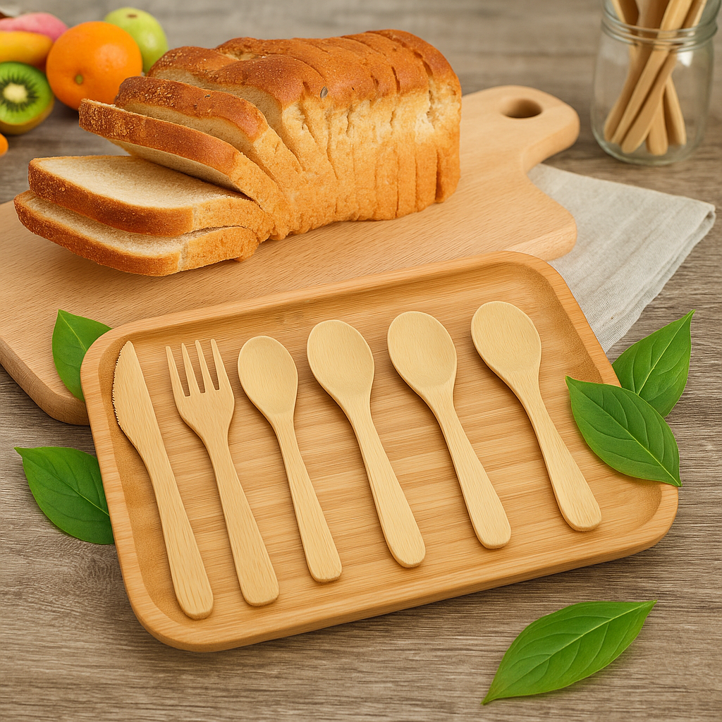 Cubiertos de bambú compostables