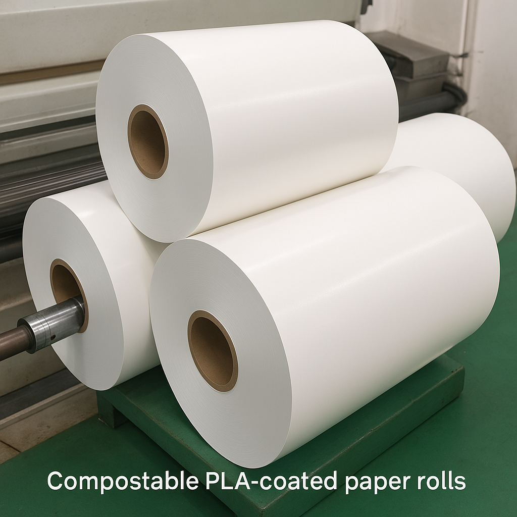 Bobina de Papel Recubierto con PLA Compostable
