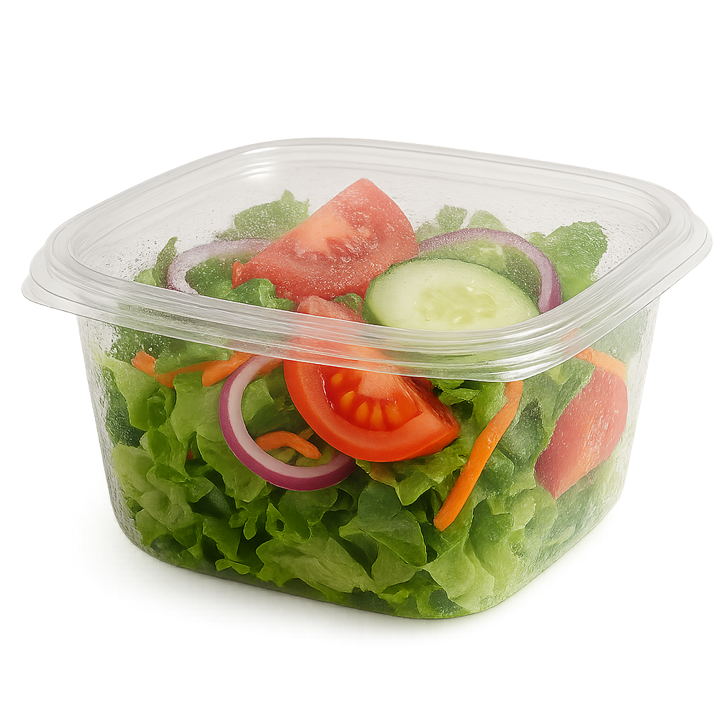 Envase PLA transparente con ensalada