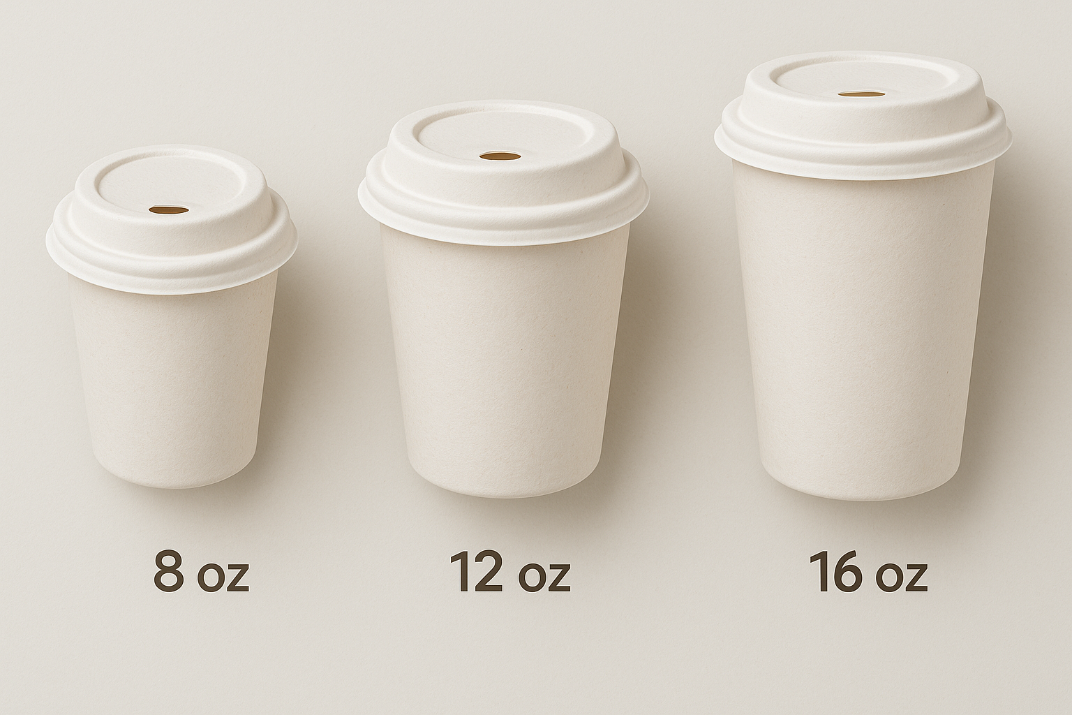 Vasos biodegradables en diferentes tamaños