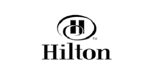Hilton logo in black and white